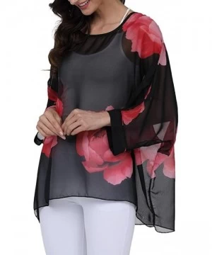 Cover-Ups Women's Chiffon Caftan Poncho Tunic Top Cover up Batwing Blouse - Z-4283 - CK18DONQ8HO