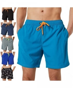 Board Shorts Mens Swim Trunks-Quick Dry Men Beach Short-Stretch Swimming Trunks Mesh Lining - Sky Blue - C6197EOQX9Q