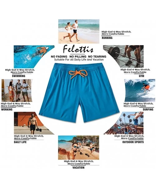 Board Shorts Mens Swim Trunks-Quick Dry Men Beach Short-Stretch Swimming Trunks Mesh Lining - Sky Blue - C6197EOQX9Q