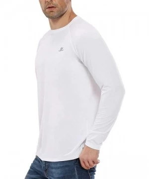 Rash Guards Men's UPF 50+ Sun Protection Hoodie Long Sleeve Fishing Hiking T-Shirt with Thumbhole - White-crew Neck - CW193NG...