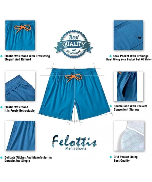 Board Shorts Mens Swim Trunks-Quick Dry Men Beach Short-Stretch Swimming Trunks Mesh Lining - Sky Blue - C6197EOQX9Q