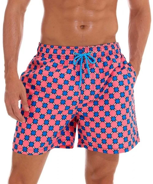 Trunks Men Swim Trunks Quick Dry Beach Shorts with Adjustable Waistband Swimwear - Pink - CY18NCHW6IR