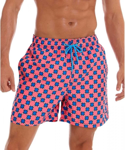 Trunks Men Swim Trunks Quick Dry Beach Shorts with Adjustable Waistband Swimwear - Pink - CY18NCHW6IR