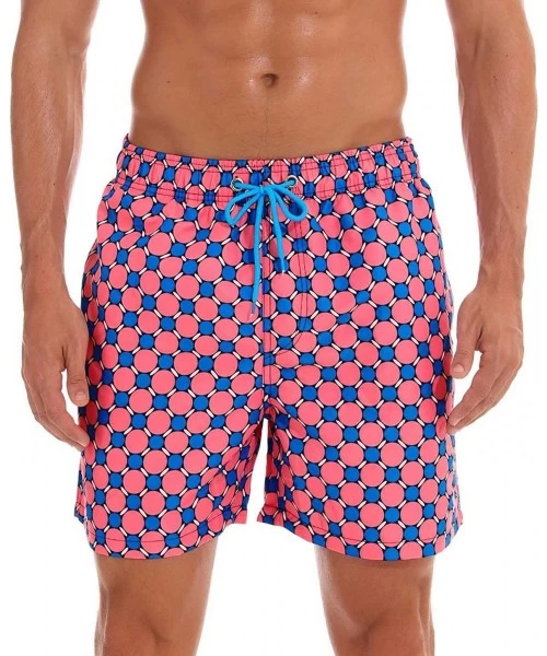 Trunks Men Swim Trunks Quick Dry Beach Shorts with Adjustable Waistband Swimwear - Pink - CY18NCHW6IR