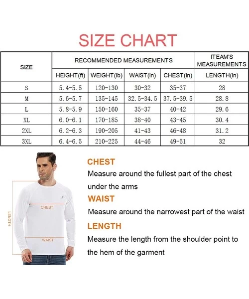 Rash Guards Men's UPF 50+ Sun Protection Hoodie Long Sleeve Fishing Hiking T-Shirt with Thumbhole - White-crew Neck - CW193NG...