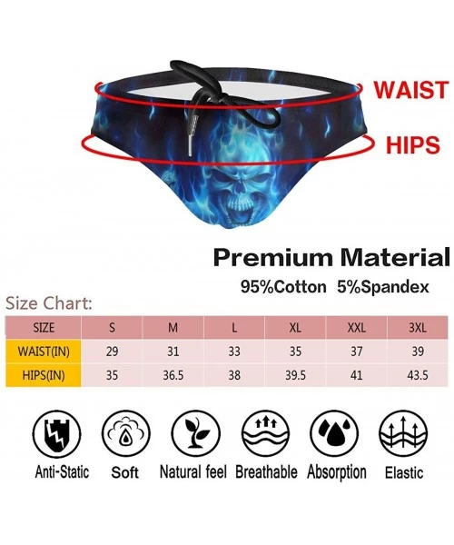 Briefs Mens Adjustable Drawstrings Swim Beach Briefs Swimsuit - Skull Blue Flame - CR1976L8HZH