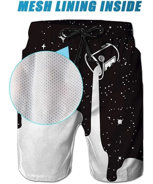 Board Shorts Mens Funny Swim Trunks Quick Dry Beachwear Sports Running Swim Board Shorts Mesh Lining - Milk - C318NMH0AM2