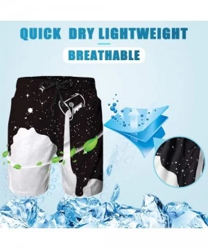 Board Shorts Mens Funny Swim Trunks Quick Dry Beachwear Sports Running Swim Board Shorts Mesh Lining - Milk - C318NMH0AM2