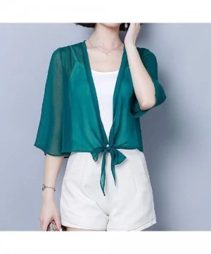 Cover-Ups Women's Cover up Loose Chiffon Casual Sheer Cardigan - Green - CC1902XL5S7