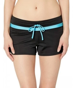 Board Shorts Women's Swimsuit Beach Shorts Tankini Bottom Boyshorts with Liner - Black/Aqua - CD18RUETET8