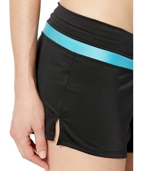 Board Shorts Women's Swimsuit Beach Shorts Tankini Bottom Boyshorts with Liner - Black/Aqua - CD18RUETET8