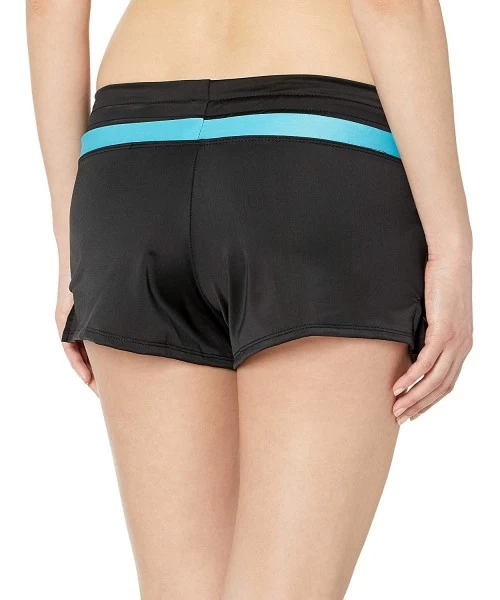 Board Shorts Women's Swimsuit Beach Shorts Tankini Bottom Boyshorts with Liner - Black/Aqua - CD18RUETET8