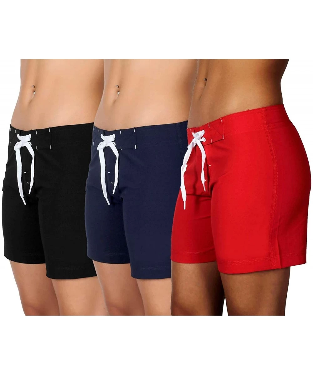 Board Shorts Women's Quick Dry Stretch Swim Shorts Beach Boardshorts - Red - CG18R30E5A4