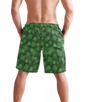 Racing Men's Swim Trunks Christmas Plaid Painting Quick Dry Beach Board Shorts with Pockets - St Patricks Day - CH18QRU237Y