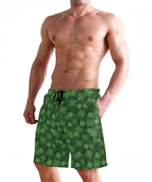 Racing Men's Swim Trunks Christmas Plaid Painting Quick Dry Beach Board Shorts with Pockets - St Patricks Day - CH18QRU237Y