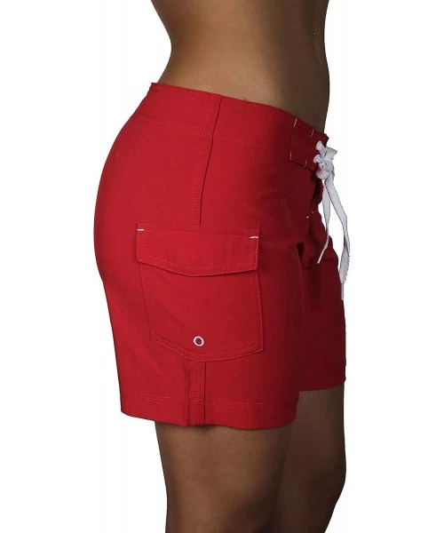 Board Shorts Women's Quick Dry Stretch Swim Shorts Beach Boardshorts - Red - CG18R30E5A4