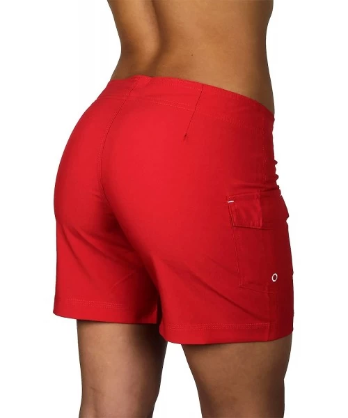 Board Shorts Women's Quick Dry Stretch Swim Shorts Beach Boardshorts - Red - CG18R30E5A4