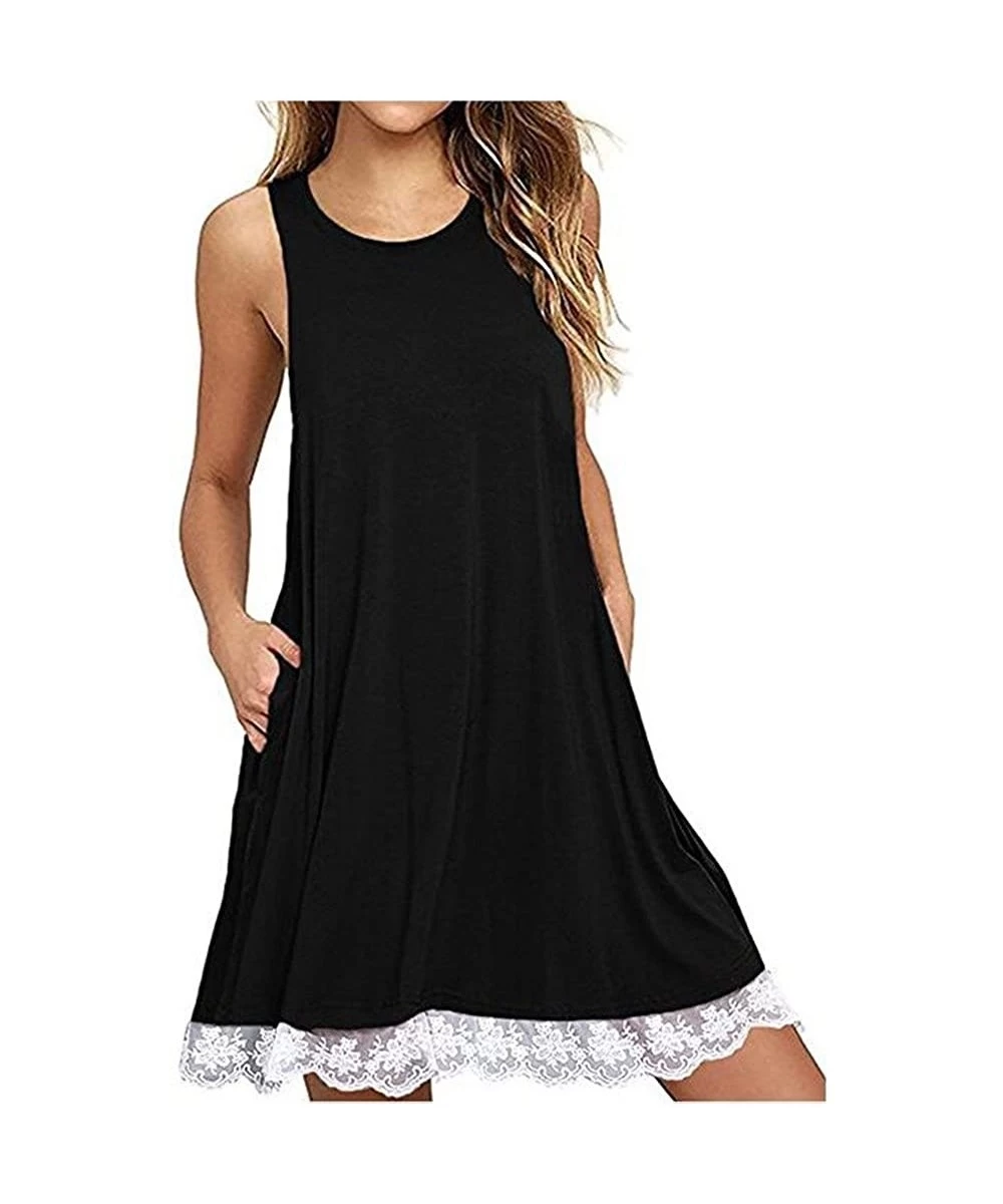 Cover-Ups Dresses for Women Casual Fall-Short Sleeve Cold Shoulder Lace Tunic Dress Plus Size Swing Dress T Shirt Dress with ...