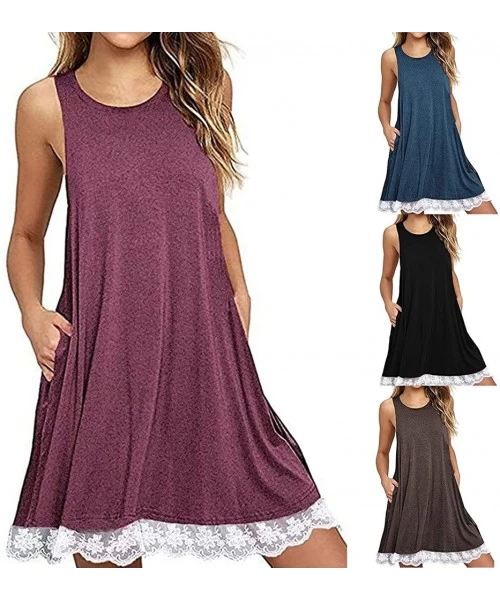 Cover-Ups Dresses for Women Casual Fall-Short Sleeve Cold Shoulder Lace Tunic Dress Plus Size Swing Dress T Shirt Dress with ...