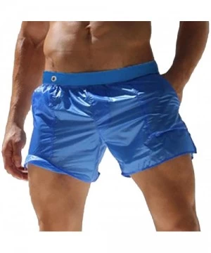 Board Shorts Mens See Through Straight-Fit Elastic Waist Shorts Trunks - Blue - 71088546483