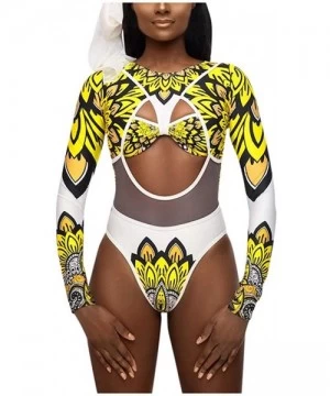 Rash Guards Women One Piece Swimsuit African Print Monokini Bikini Beach Swimwear Bathing Suit for Women Plus Size - Yellow4 ...