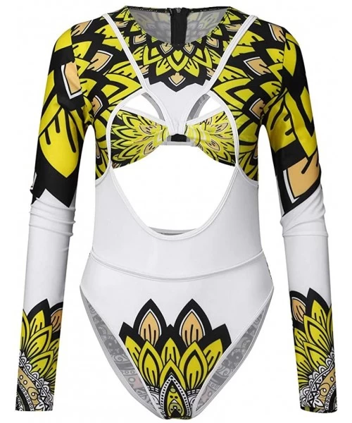 Rash Guards Women One Piece Swimsuit African Print Monokini Bikini Beach Swimwear Bathing Suit for Women Plus Size - Yellow4 ...