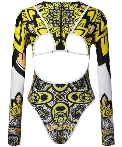 Rash Guards Women One Piece Swimsuit African Print Monokini Bikini Beach Swimwear Bathing Suit for Women Plus Size - Yellow4 ...