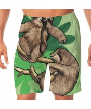 Board Shorts Men Beach Shorts Swim Trunks Chicago State Flag City Wall Swimwear Boardshorts - Tropical Art Sloth - CF199LSOE8M