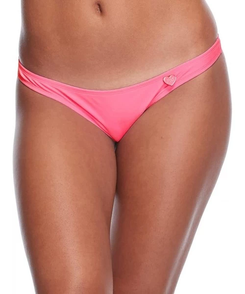 Tankinis Women's Smoothies Thong Solid Minimal Coverage Bikini Bottom Swimsuit - Smoothie Fling Pink - C318Z05I7ID