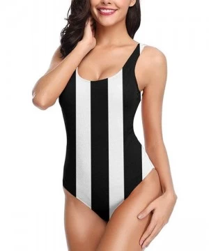 Racing Women's One Piece Swimsuits for Women Athletic Training-Cute Shiba Inu Glasses Dog - Black White Striped - CE18YEKYDC8