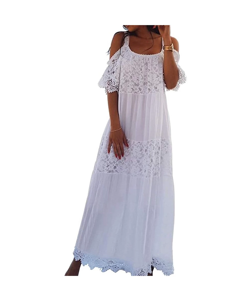 Cover-Ups Long Swimsuit Cover Up for Women Swimwear Loose Bathing Suit Beach Dress - Cotton/White - C718R8WNA58