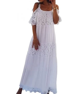 Cover-Ups Long Swimsuit Cover Up for Women Swimwear Loose Bathing Suit Beach Dress - Cotton/White - C718R8WNA58