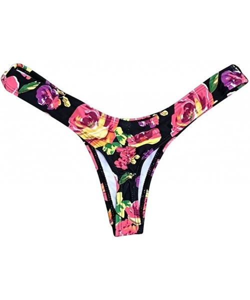 Bottoms High Cut Thong Bikini Bottom Underwear - C - CM193Z3NLLM