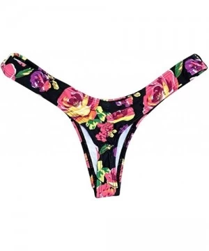 Bottoms High Cut Thong Bikini Bottom Underwear - C - CM193Z3NLLM