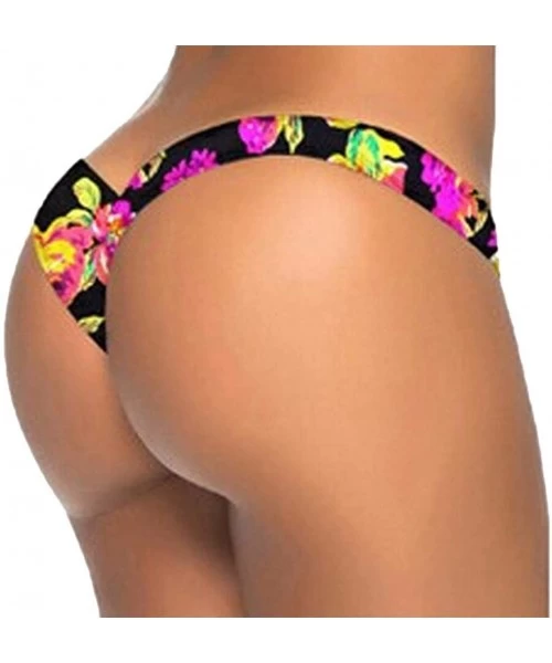 Bottoms High Cut Thong Bikini Bottom Underwear - C - CM193Z3NLLM