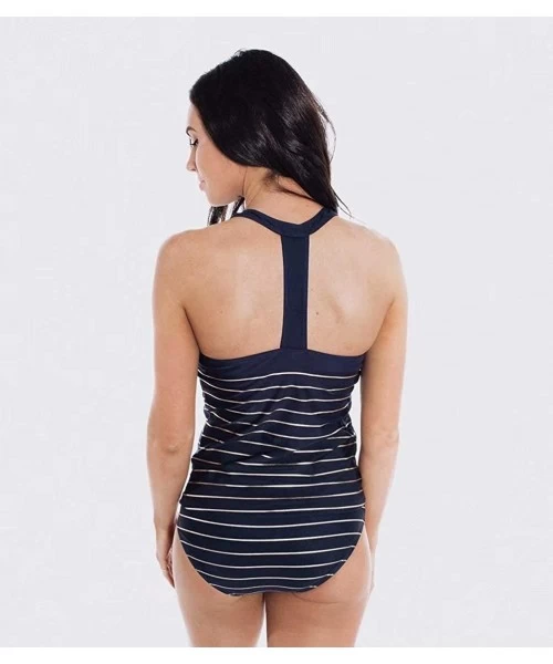 Sets Women Striped Slim Halter Split Tummy Control Swimsuit High Waisted Bathing Suits Bikini Set - CE190242MYH