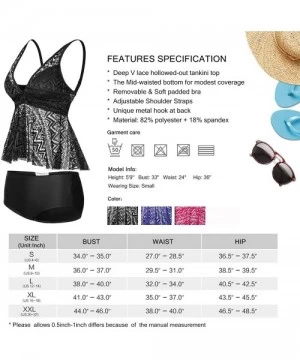 Sets Women Two Piece Tankini Swimsuit Ruffle Solid Color Tummy Control Bathing Suit - Black-60 - C6192AUZ8TL