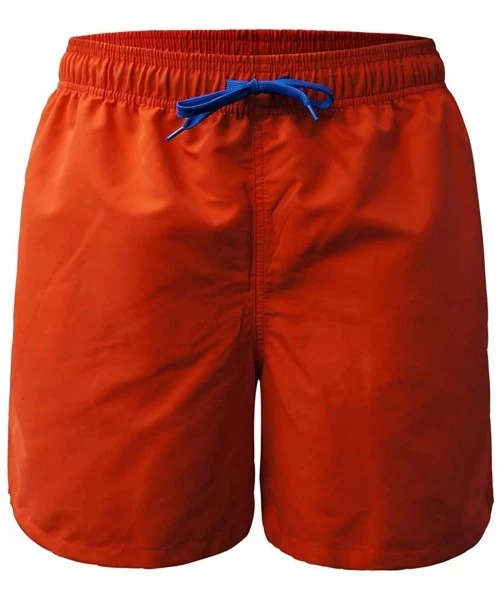 Board Shorts Mens Swim Trunks Quick Dry Bathing Suits Board Shorts Mesh Lining Swimwear with Pockets - Orange - CE196M7O89K