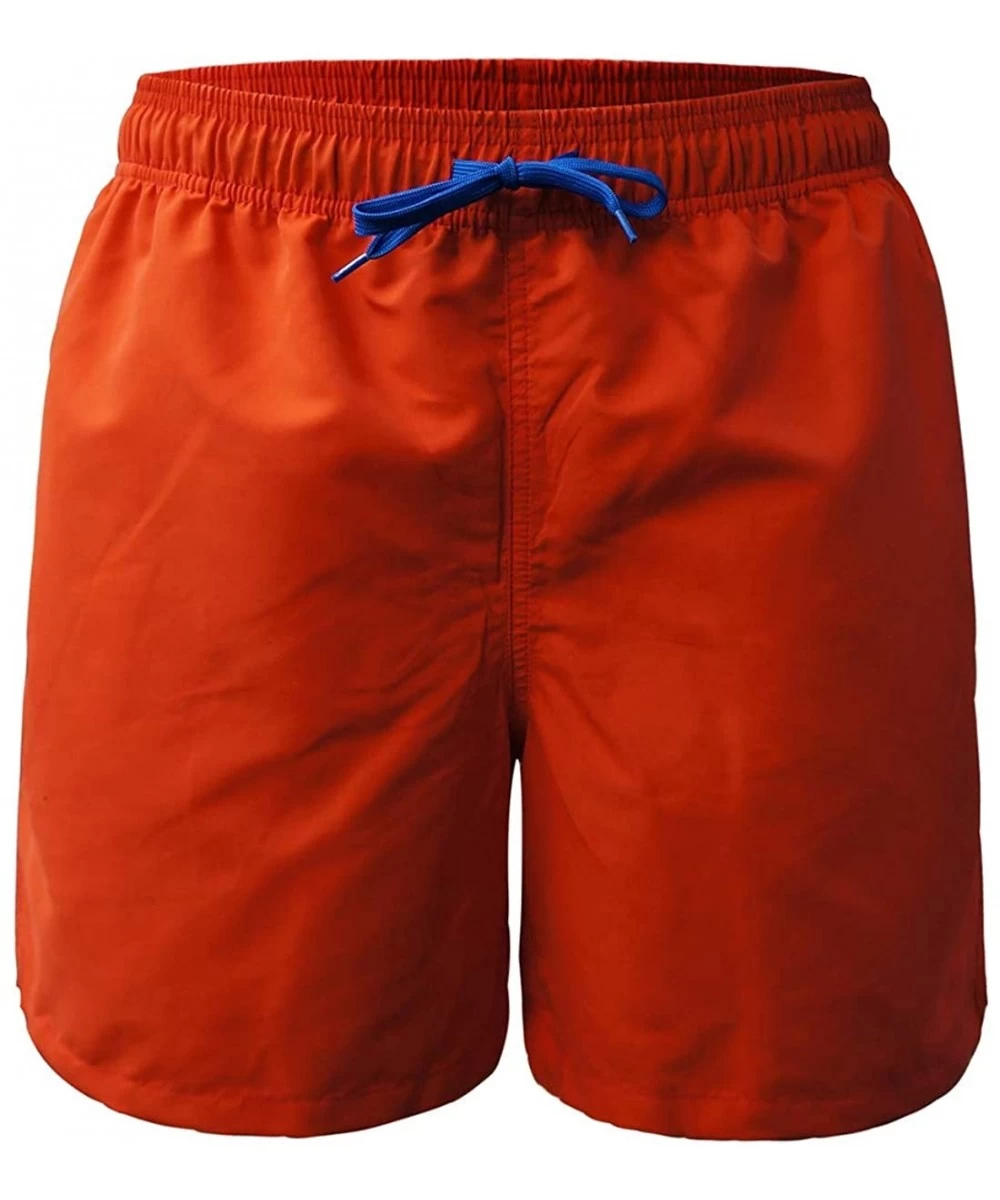 Board Shorts Mens Swim Trunks Quick Dry Bathing Suits Board Shorts Mesh Lining Swimwear with Pockets - Orange - CE196M7O89K