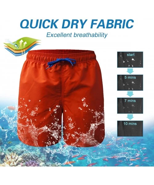 Board Shorts Mens Swim Trunks Quick Dry Bathing Suits Board Shorts Mesh Lining Swimwear with Pockets - Orange - CE196M7O89K