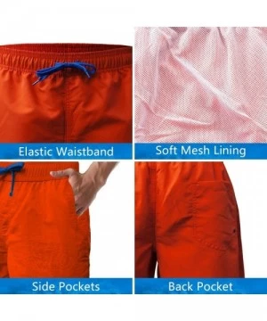 Board Shorts Mens Swim Trunks Quick Dry Bathing Suits Board Shorts Mesh Lining Swimwear with Pockets - Orange - CE196M7O89K