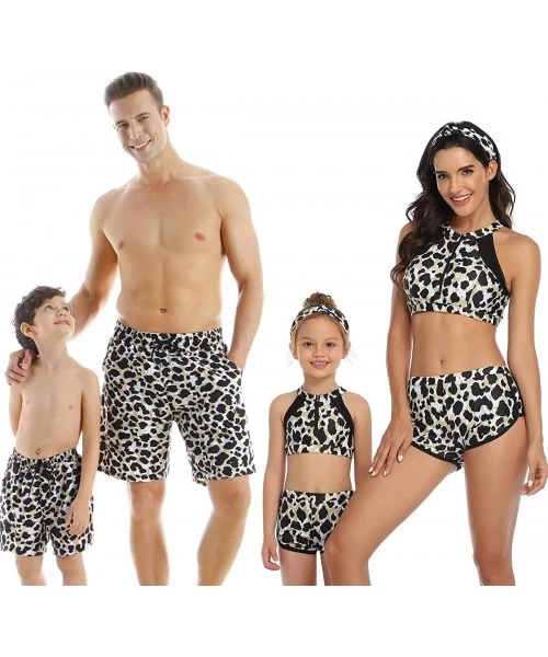 Sets Family Matching Swimsuit Womens Bathingsuit Girls Swimwear Mom and Me Matching Swimwear - Leopard 2 Boy - C4194NYQC6E