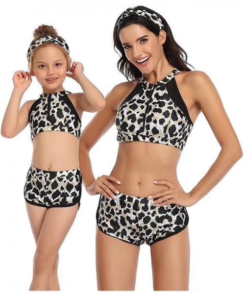 Sets Family Matching Swimsuit Womens Bathingsuit Girls Swimwear Mom and Me Matching Swimwear - Leopard 2 Boy - C4194NYQC6E