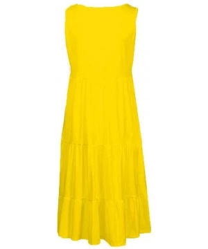 Cover-Ups Women's Holiday Summer Casual Solid Color Sleeveless Dress Party Beach Dress Dress - C3-yellow - C5195HSXR63