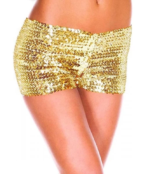 Board Shorts Women's Clubwear Sparkly Sexy Sequin Raves Mini Pants Shorts - Golden - CW18SC8G0W3