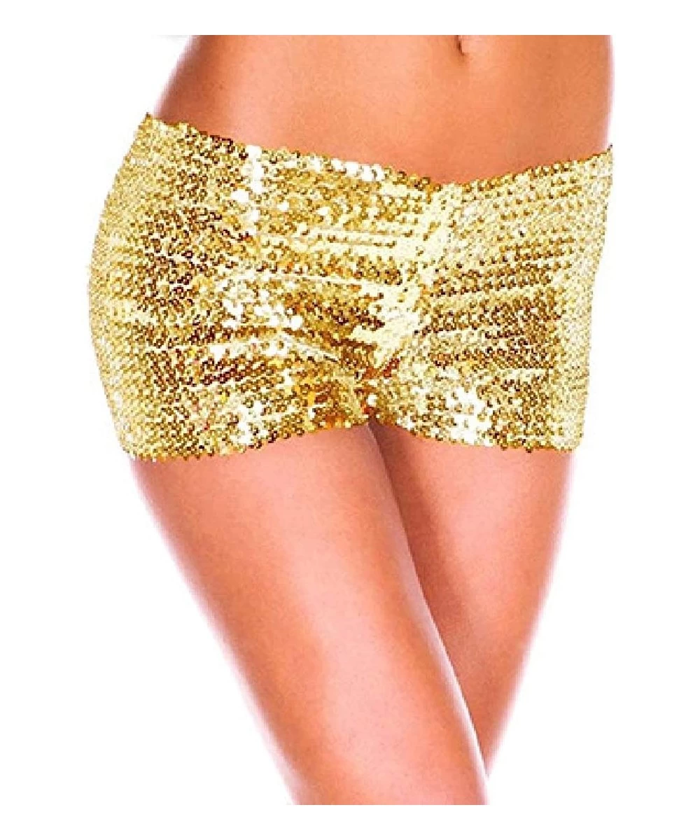 Board Shorts Women's Clubwear Sparkly Sexy Sequin Raves Mini Pants Shorts - Golden - CW18SC8G0W3