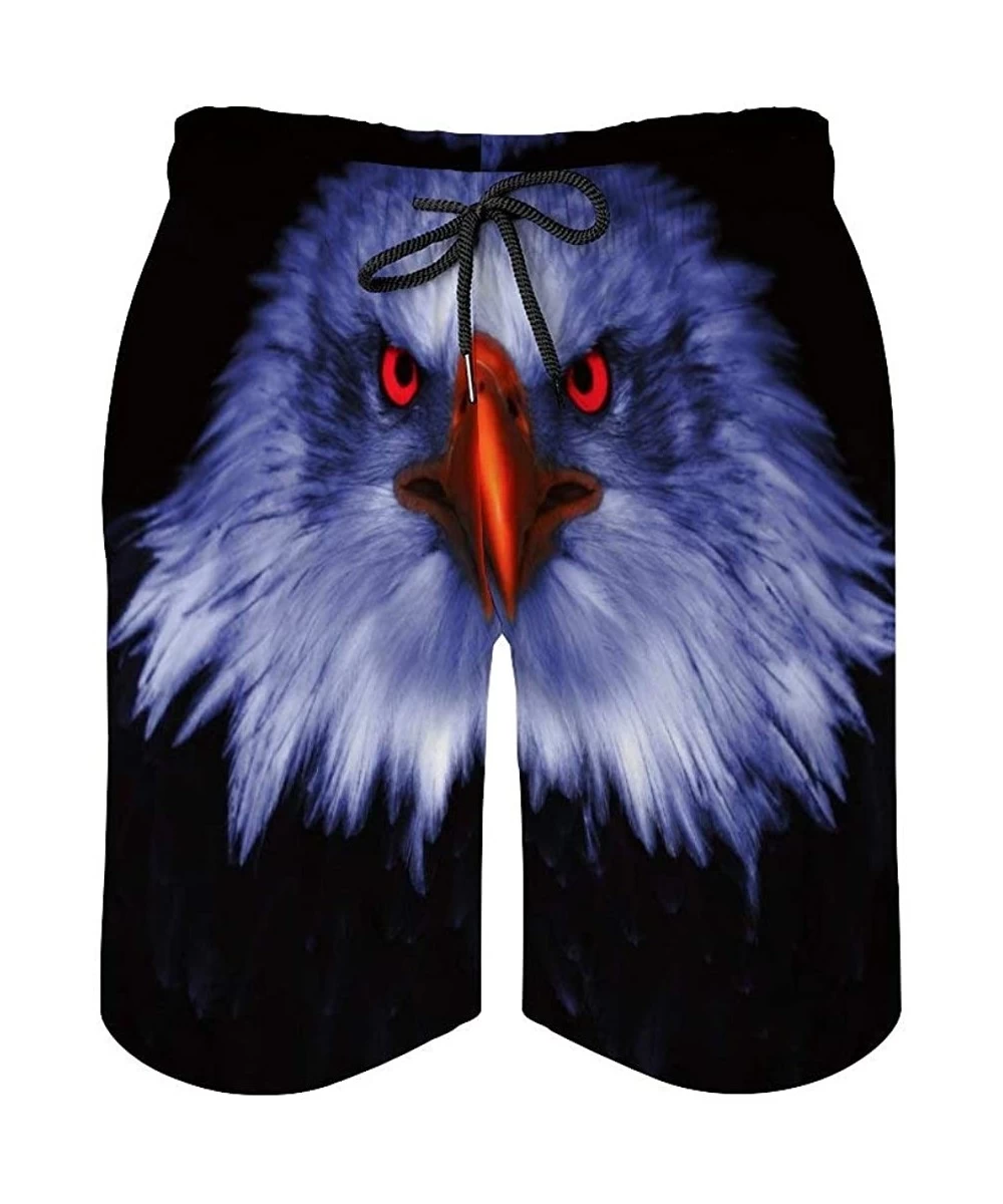 Board Shorts Men's Swim Trunks Summer Surfing Beach Shorts Board Pants Quick Dry and Pockets - Eagle Bird Eyes Owl Raptor Usa...