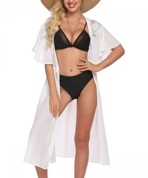 Cover-Ups Women Chiffon Bathing Suit Cover Ups for Beach Pool Swimwear Swimsuit Bikini Beachwear - White - CL1997E3NO5