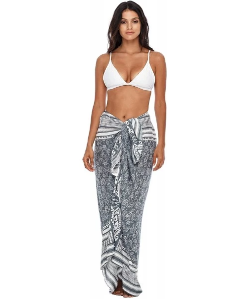 Cover-Ups Womens Swimsuit Cover Up Beach Skirt Sarong Strapless Dress Long - Gray/White - C6193HEX34M