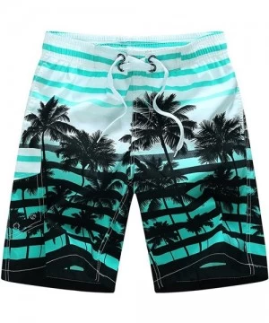 Trunks Men's Swim Trunks Hawaii Coconut Tree Print Surfing Summer Surfing Watershort Zulmuliu - Blue - CX18N9HGG0S